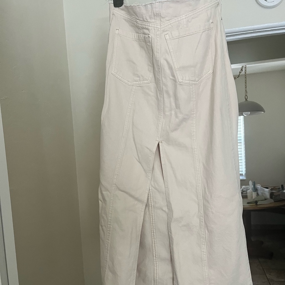 Topshop Cream Denim Maxi Skirt